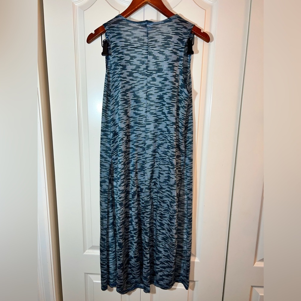 LulaRoe Women’s XS Joy Heather Blue, Black and White Long Vest. LIKE NEW!